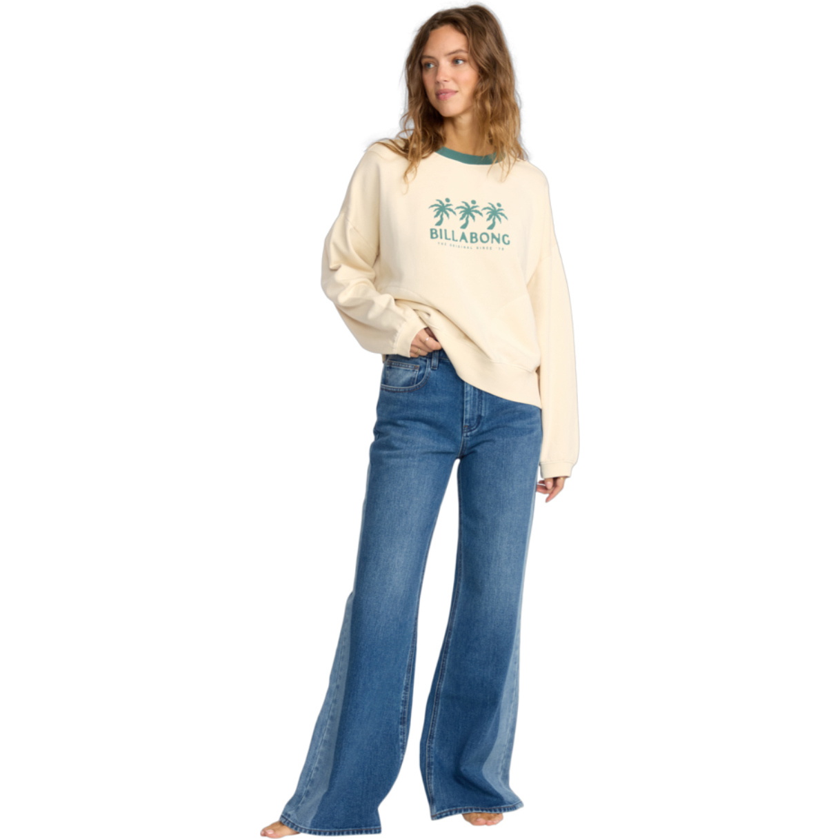 2025 Billabong Womens Triple Palms Sweatshirt 24B463506 - Whitecap